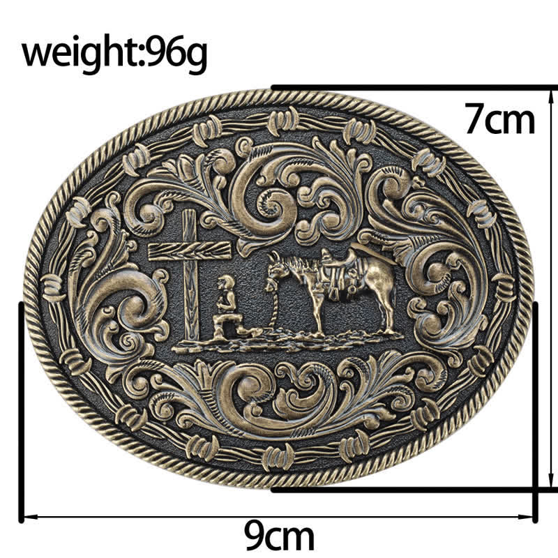 Men's DIY Horseman Kneeling Buckle Leather Belt - image 13