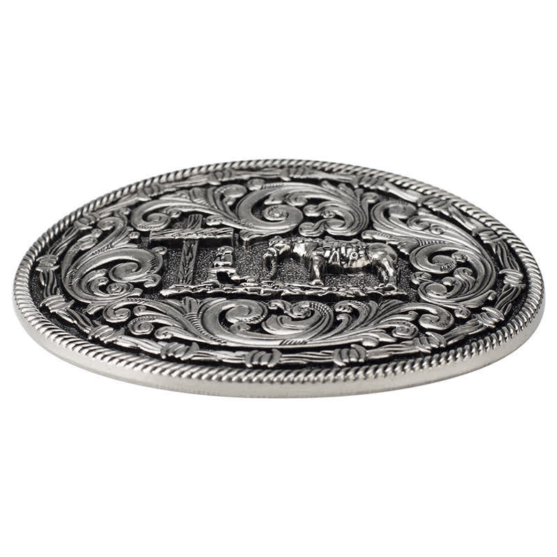 Men's DIY Horseman Kneeling Buckle Leather Belt - image 4