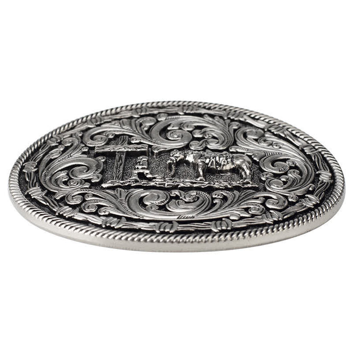 Men's DIY Horseman Kneeling Buckle Leather Belt - image 4