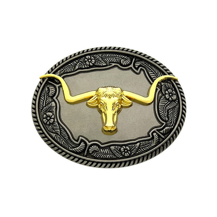 Men's DIY Horse Bull Animal Buckle Leather Belt - Bull - Without Belt - image 9
