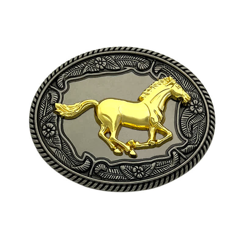 Men's DIY Horse Bull Animal Buckle Leather Belt - Horse - Without Belt - image 1