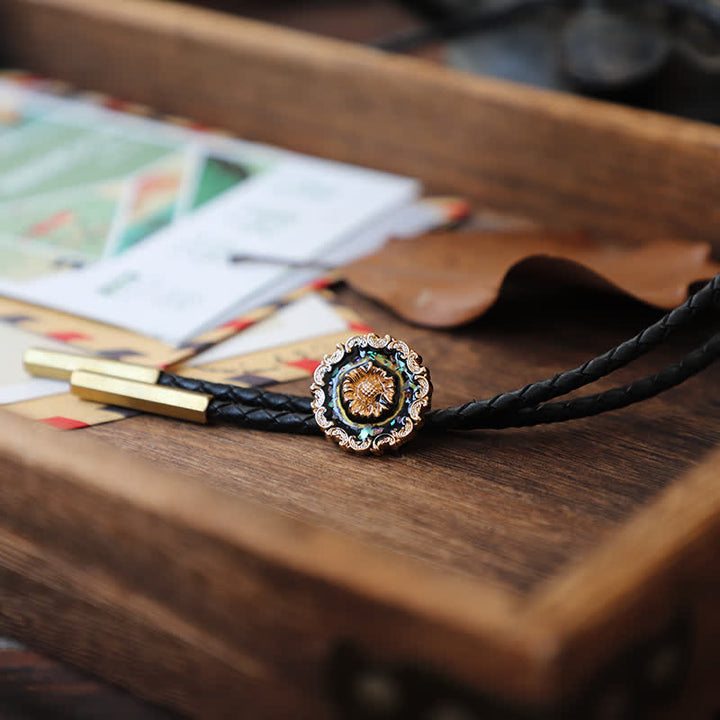 Vintage Style Gold Detailed Sunflower Bolo Tie - U Leather - Small - image 9