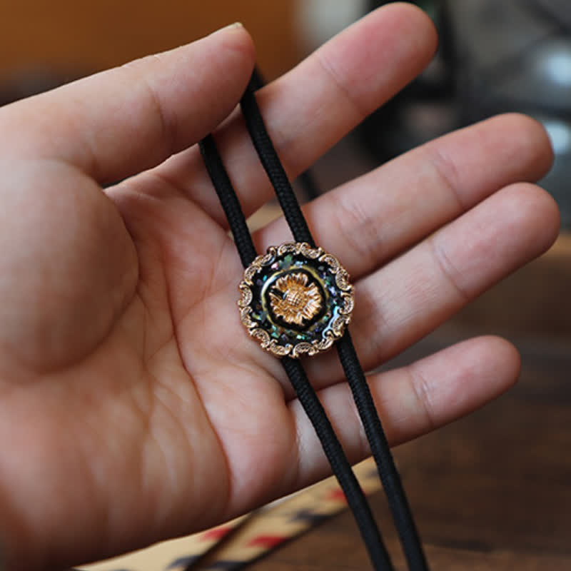 Vintage Style Gold Detailed Sunflower Bolo Tie - image 7