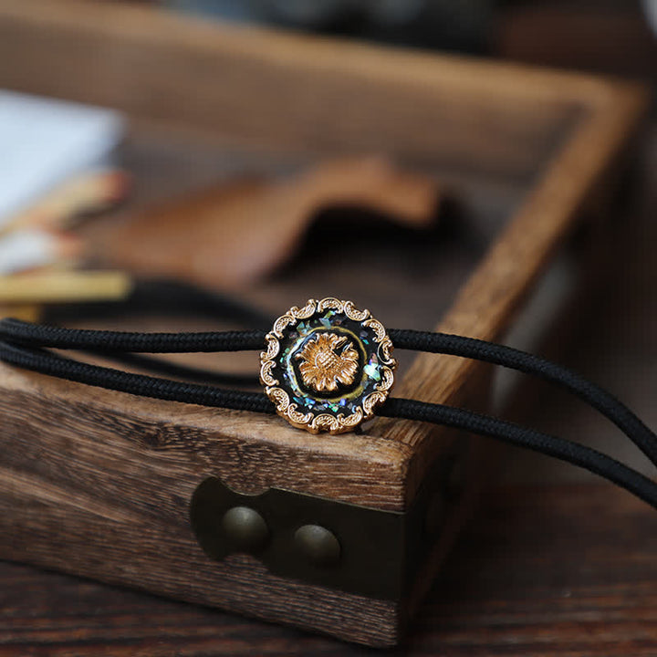 Vintage Style Gold Detailed Sunflower Bolo Tie - Rope - Small - image 5