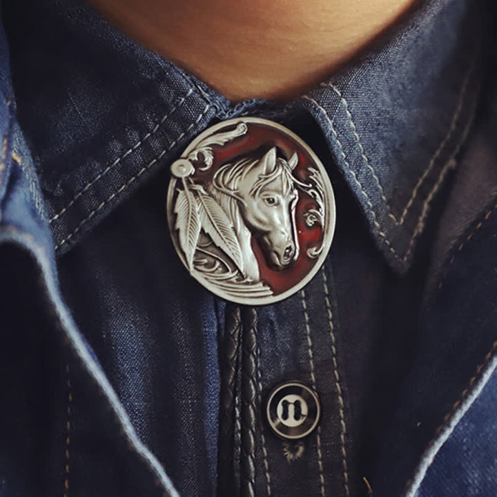 Horse Head Relief Bolo Tie - image 0