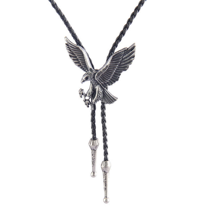 Flying Eagle Animal Western Bolo Tie - Flying Eagle - Antique Silver - image 0