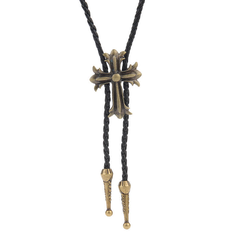 Flying Eagle Animal Western Bolo Tie - Cross - Antique Gold - image 10