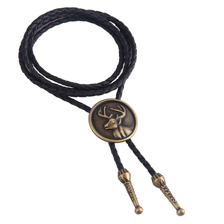 Flying Eagle Animal Western Bolo Tie - Deer - Antique Gold - image 8