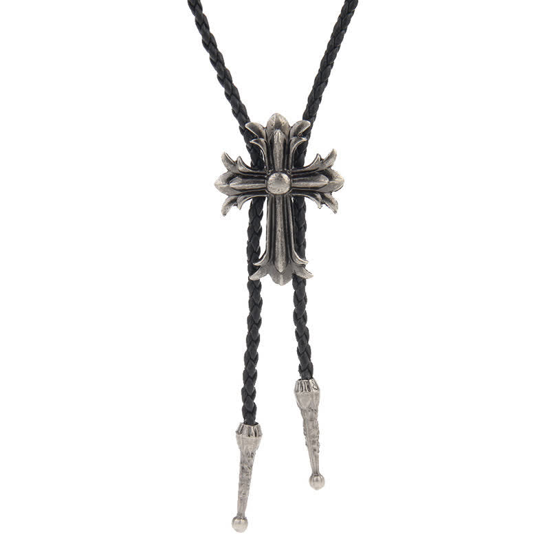 Flying Eagle Animal Western Bolo Tie - Cross - Antique Silver - image 9
