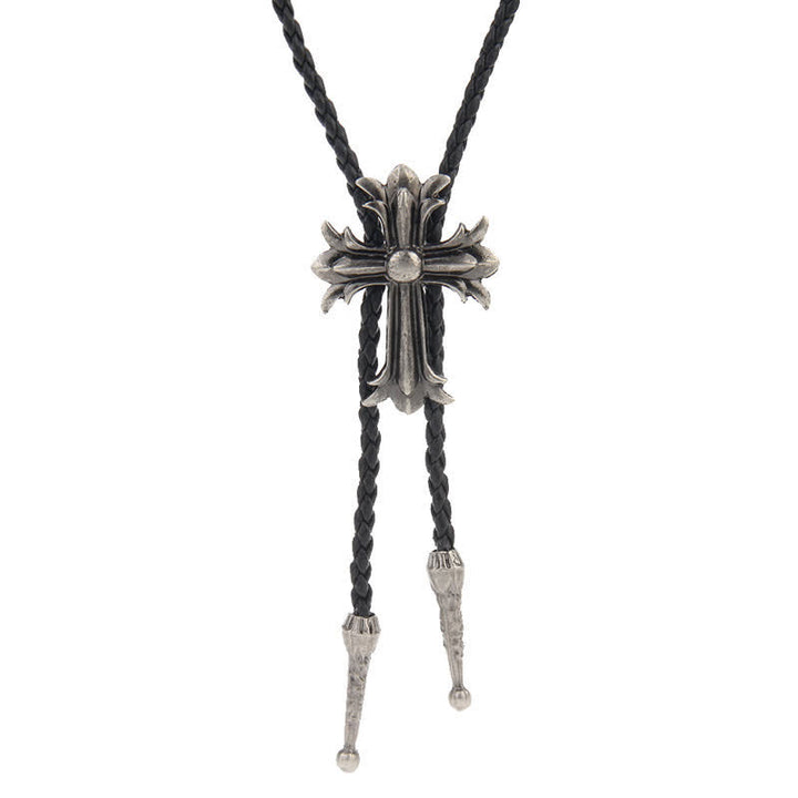 Flying Eagle Animal Western Bolo Tie - Cross - Antique Silver - image 9