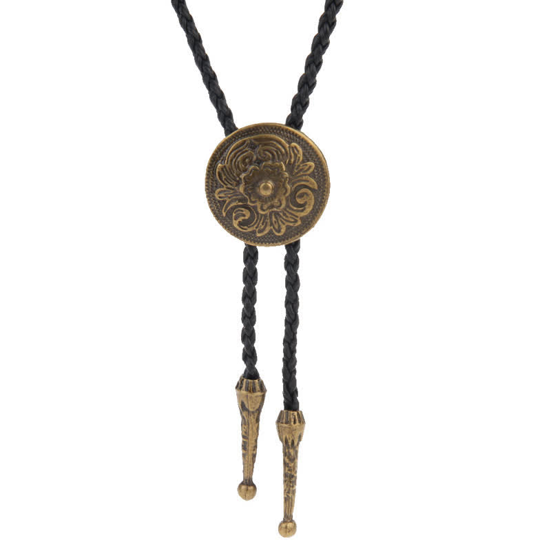 Flying Eagle Animal Western Bolo Tie - Flower - Antique Gold - image 16