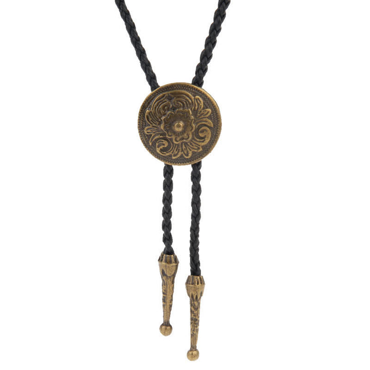 Flying Eagle Animal Western Bolo Tie - Flower - Antique Gold - image 16