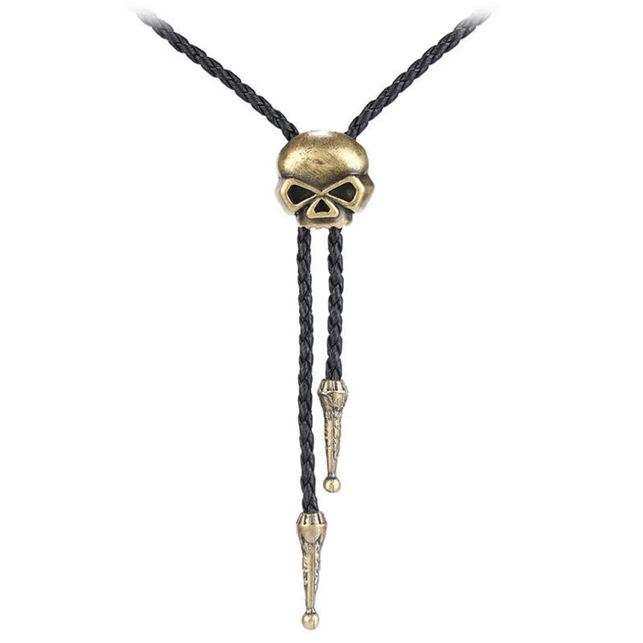 Flying Eagle Animal Western Bolo Tie - Skull - Antique Gold - image 18