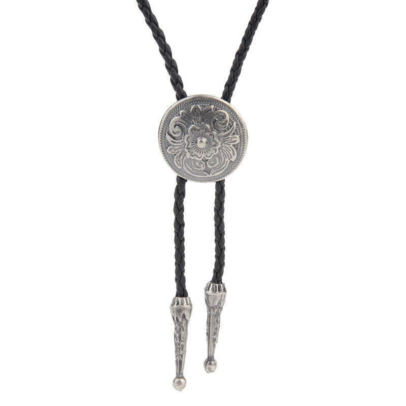 Flying Eagle Animal Western Bolo Tie - Flower - Antique Silver - image 15