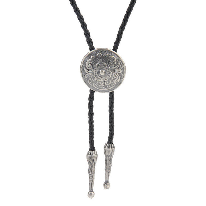 Flying Eagle Animal Western Bolo Tie - Flower - Antique Silver - image 15