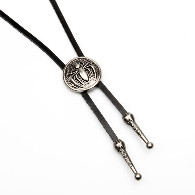 Spider Round Pendant Cowboy Bolo Tie - image 4
