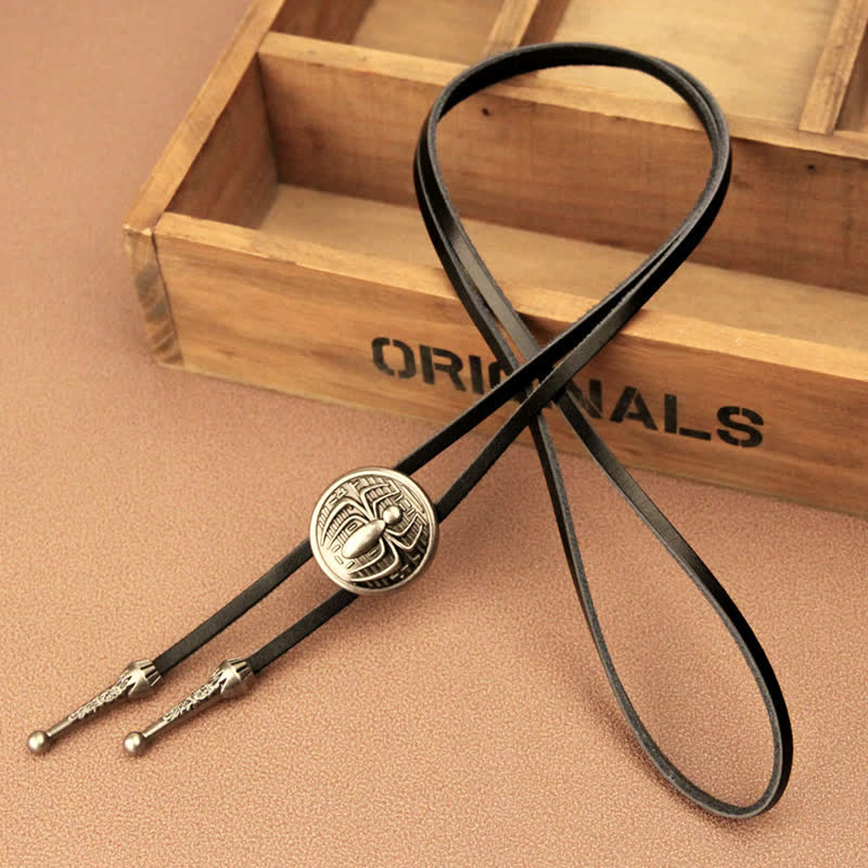 Spider Round Pendant Cowboy Bolo Tie - image 2