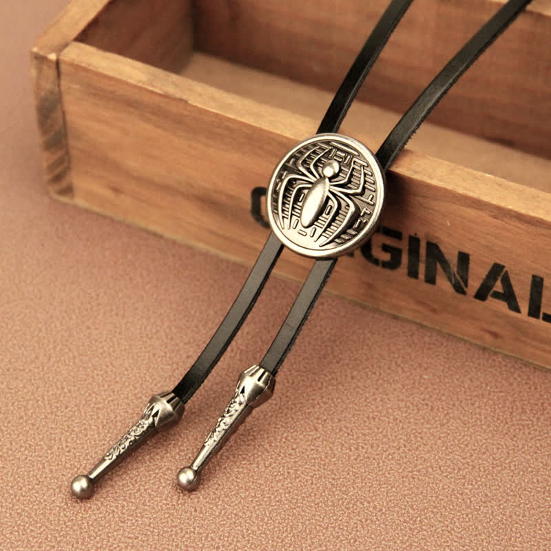 Spider Round Pendant Cowboy Bolo Tie - image 3