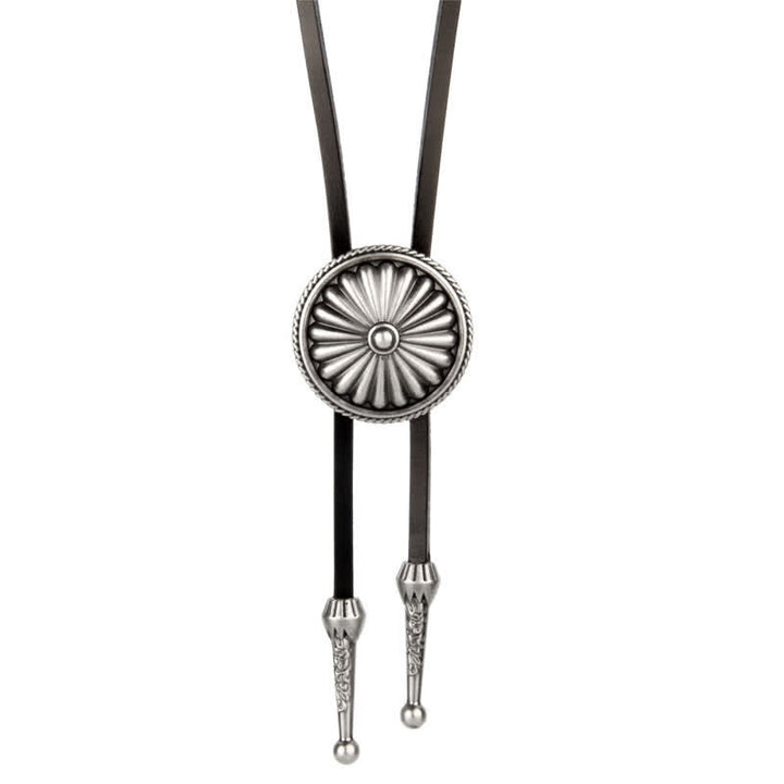 Round Concho Sweater Chain Bolo Tie - Antique Silver - image 0