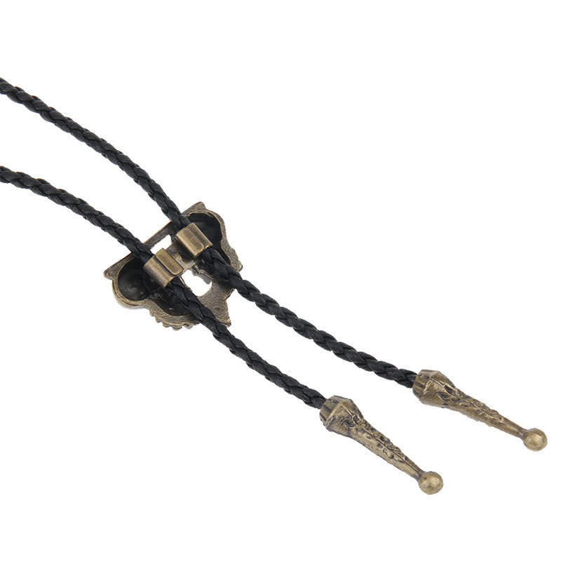 Double Skeleton Skull Heads Bolo Tie - image 7