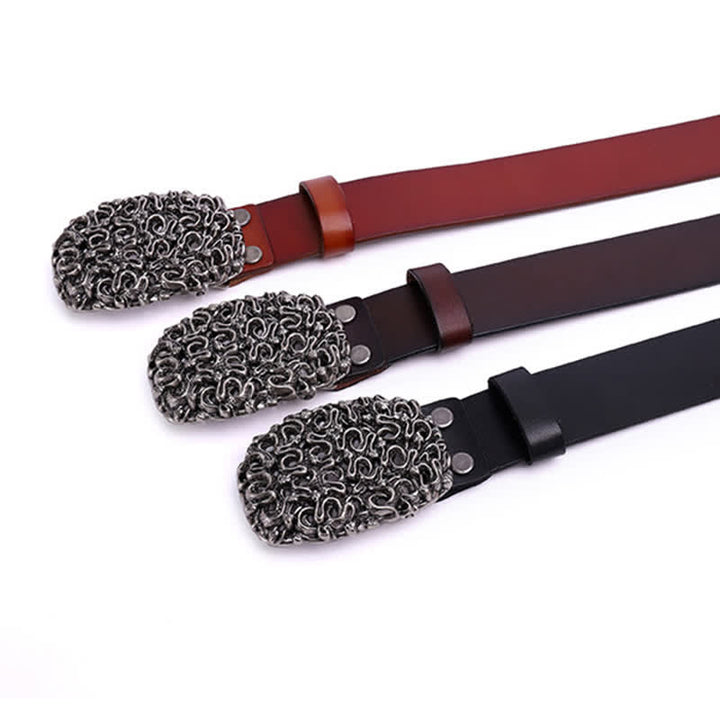Men's Snake Smooth Buckle Rivet Leather Belt - image 6