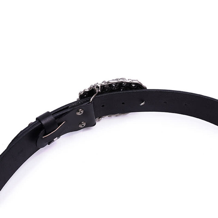 Men's Snake Smooth Buckle Rivet Leather Belt - image 5