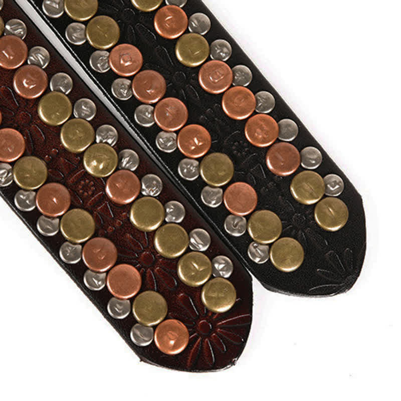 Men's Multicolour Button Rivet Studded Leather Belt - image 10