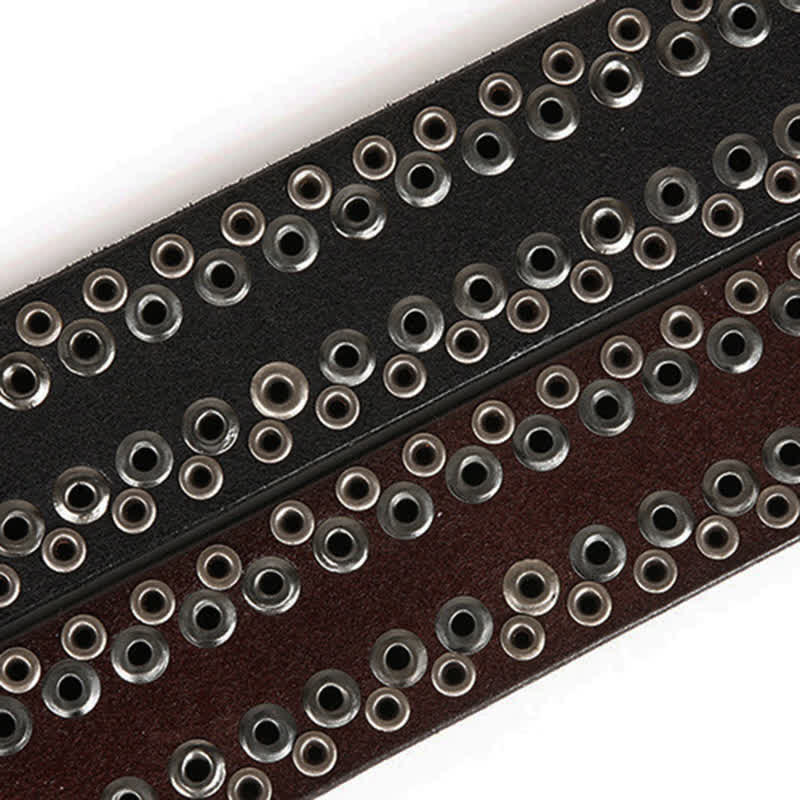Men's Multicolour Button Rivet Studded Leather Belt - image 12