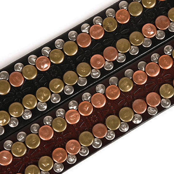 Men's Multicolour Button Rivet Studded Leather Belt - image 11