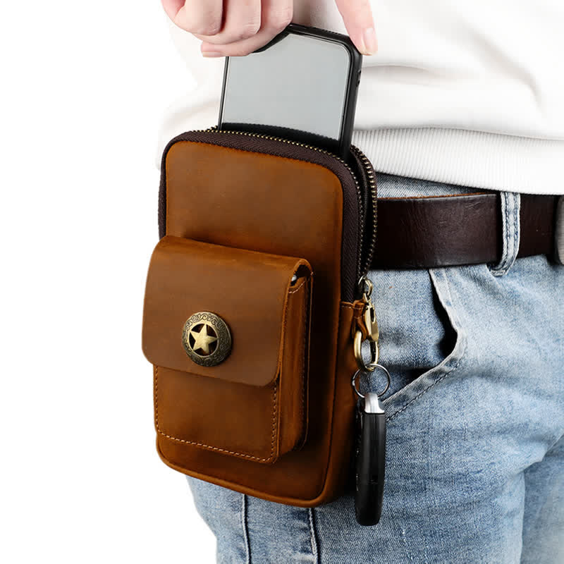 Travel Cell Phone Cigarette Case Leather Belt Bag - image 3