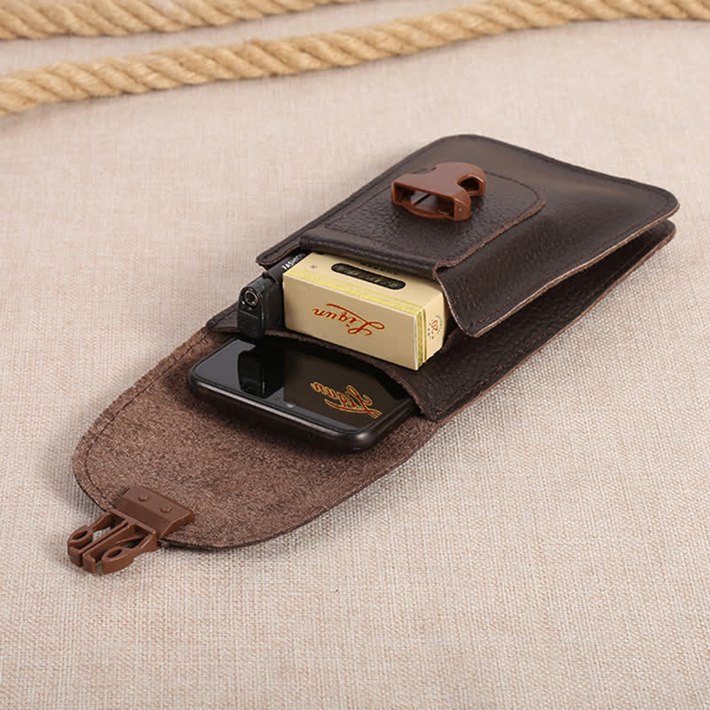 Release Buckle Cellphone Carrying Leather Belt Bag - image 3