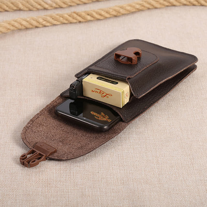 Release Buckle Cellphone Carrying Leather Belt Bag - image 3