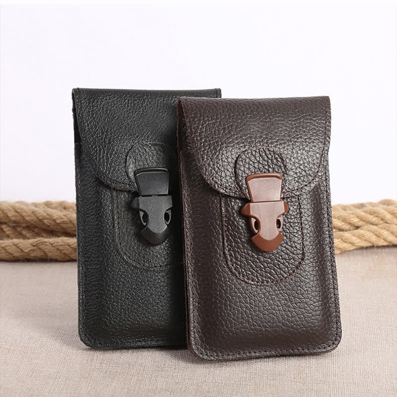 Release Buckle Cellphone Carrying Leather Belt Bag - image 2