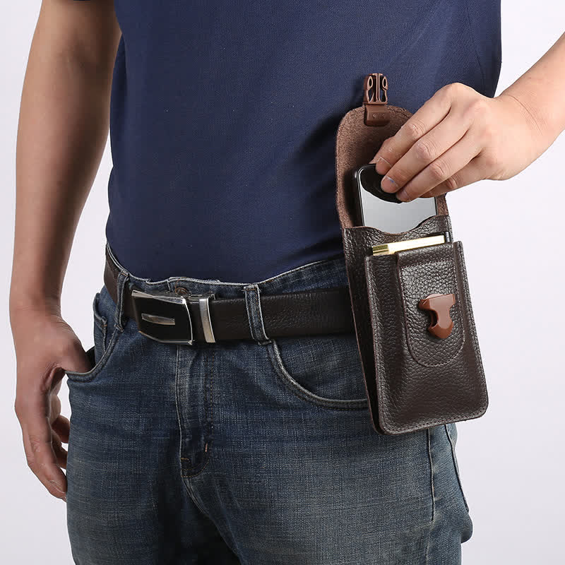 Release Buckle Cellphone Carrying Leather Belt Bag - image 0