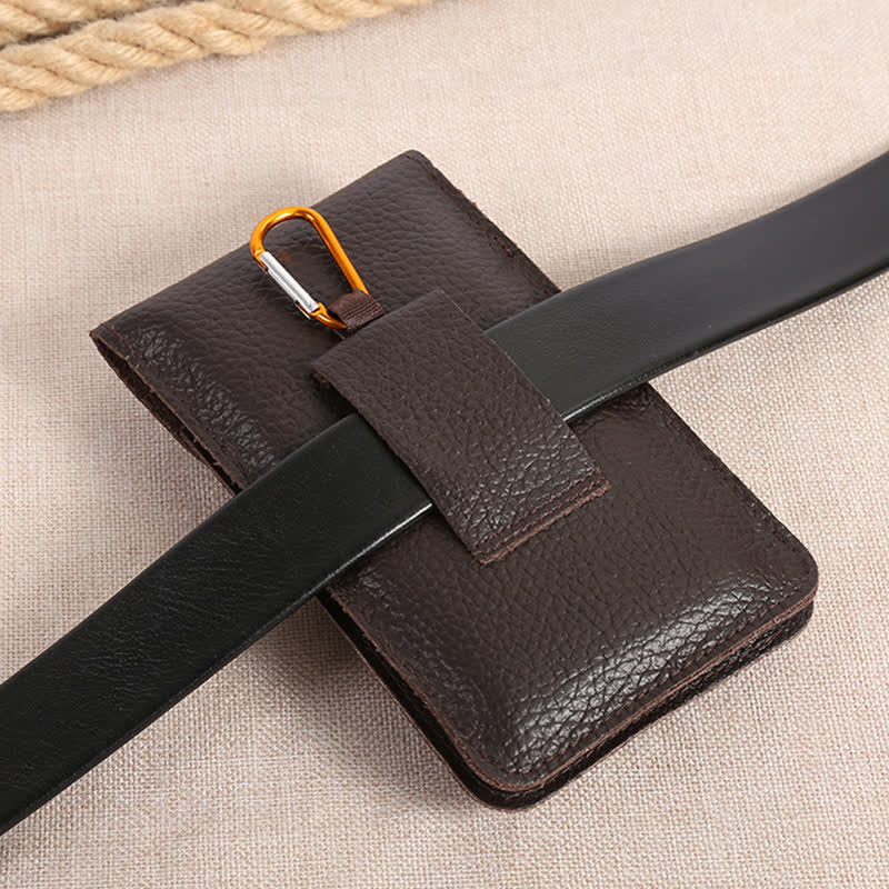 Release Buckle Cellphone Carrying Leather Belt Bag - image 4
