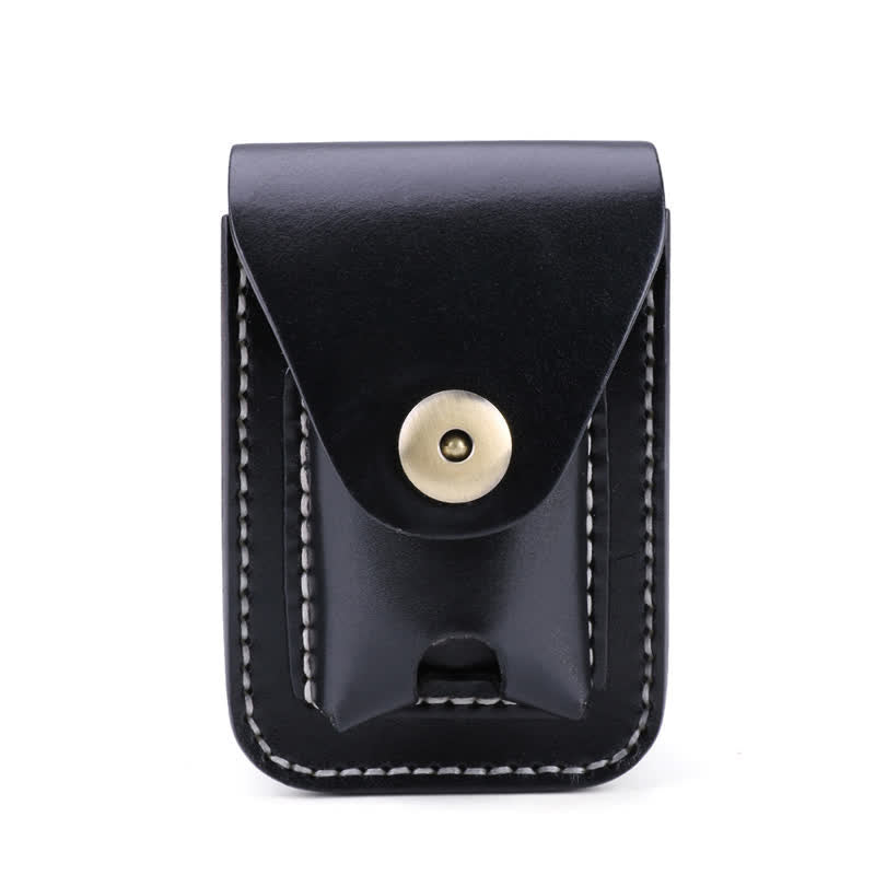Mini Portable Cigarette Case Leather Belt Bag - Black - image 5