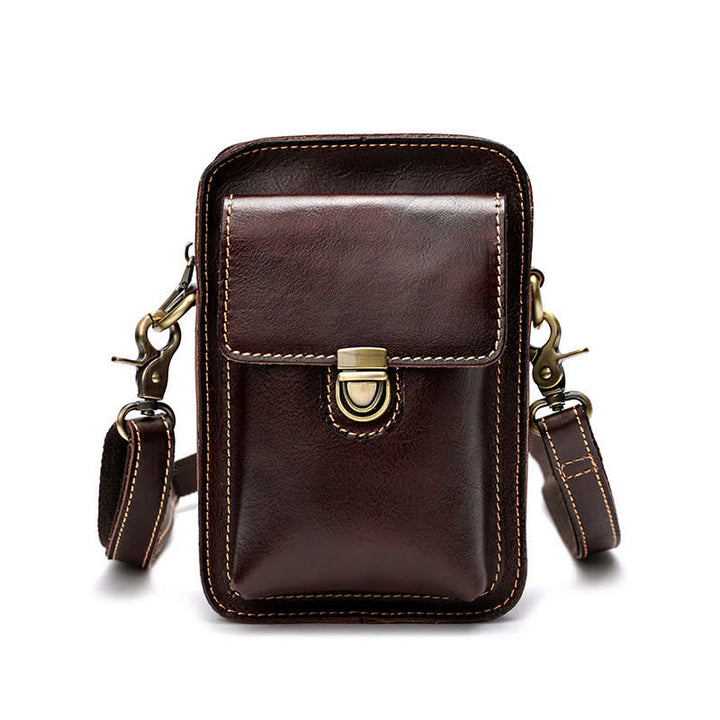 Vintage Vegetable Tanned Crossbody Leather Belt Bag - Brown - image 1