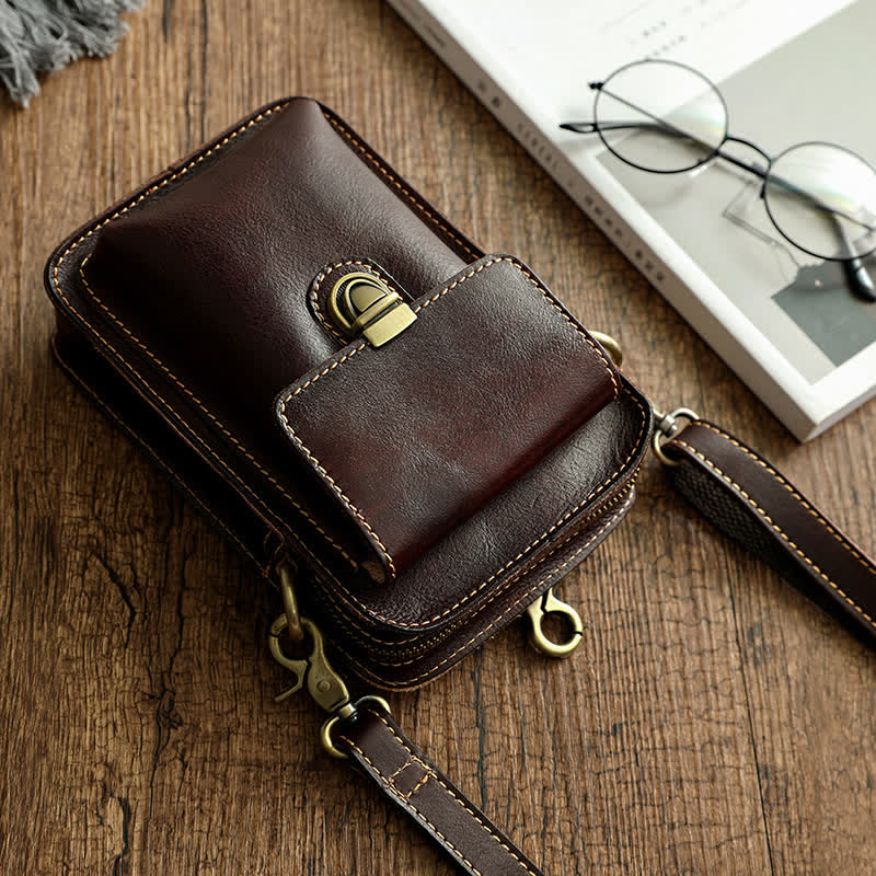 Vintage Vegetable Tanned Crossbody Leather Belt Bag - image 3