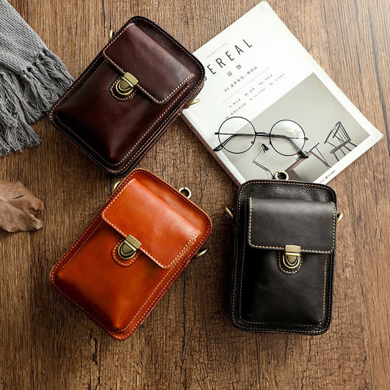 Vintage Vegetable Tanned Crossbody Leather Belt Bag - image 2