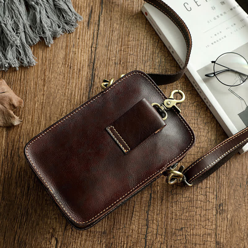 Vintage Vegetable Tanned Crossbody Leather Belt Bag