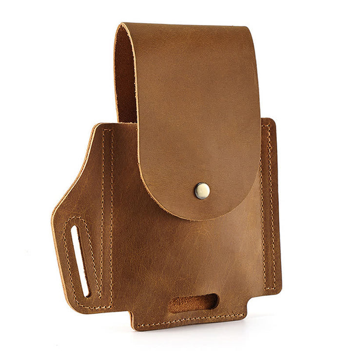 Outdoor Phone Pocket Tactical Sheath Leather Belt Bag - image 2