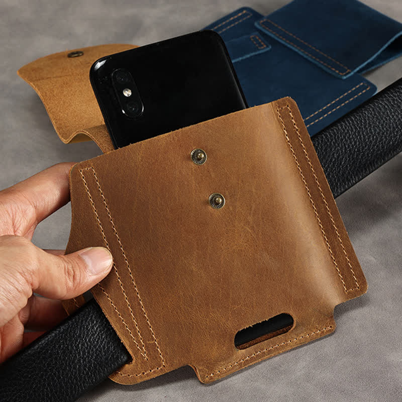 Outdoor Phone Pocket Tactical Sheath Leather Belt Bag - image 1