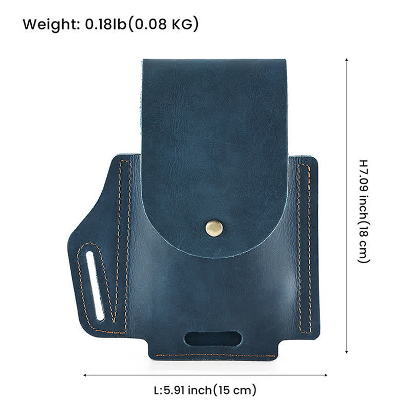 Outdoor Phone Pocket Tactical Sheath Leather Belt Bag - image 9