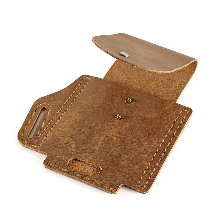 Outdoor Phone Pocket Tactical Sheath Leather Belt Bag - image 3