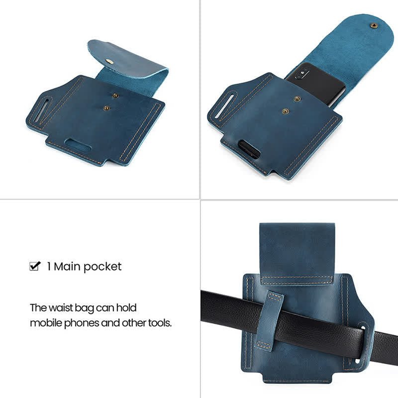 Outdoor Phone Pocket Tactical Sheath Leather Belt Bag - image 7