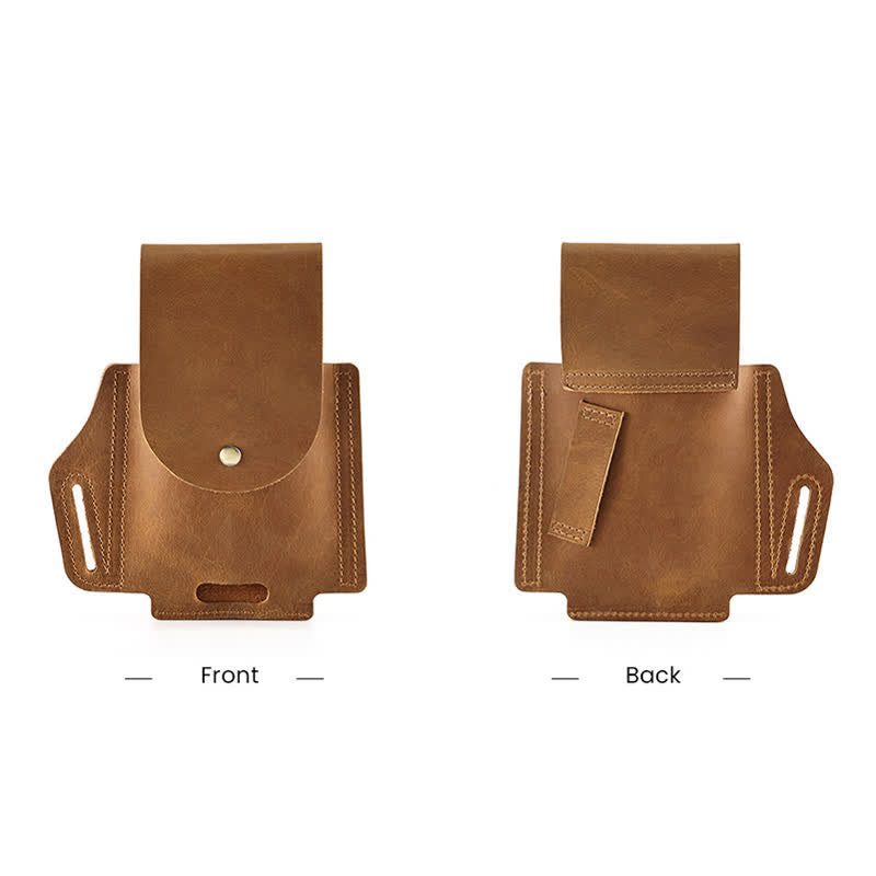 Outdoor Phone Pocket Tactical Sheath Leather Belt Bag - image 4