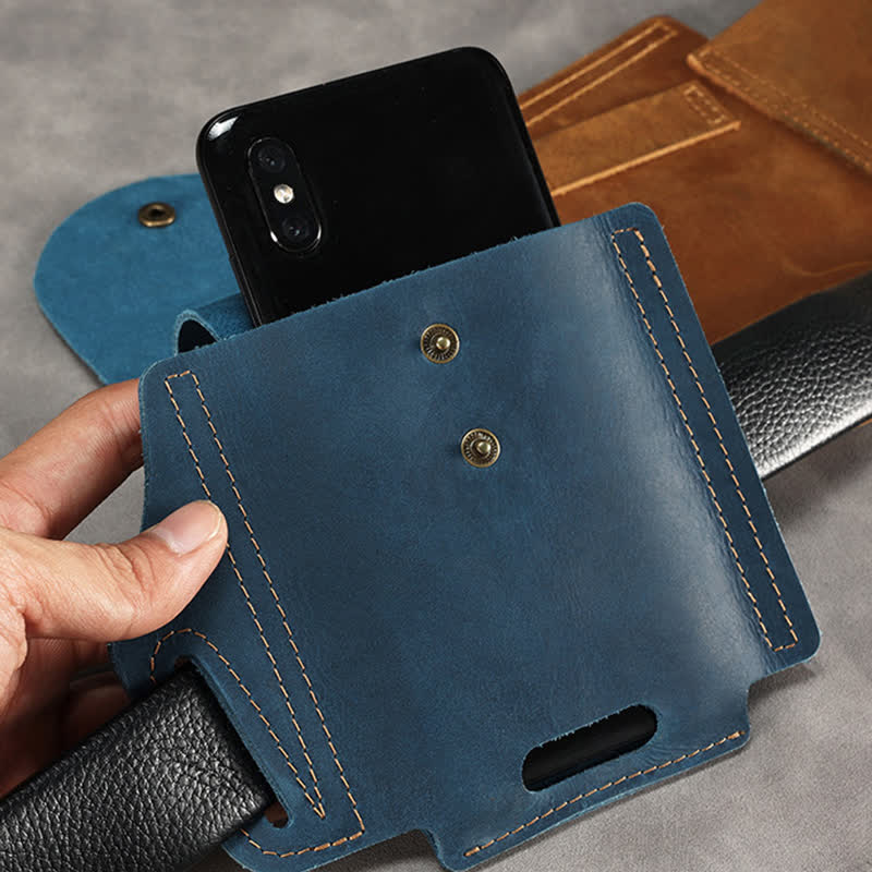 Outdoor Phone Pocket Tactical Sheath Leather Belt Bag - image 6