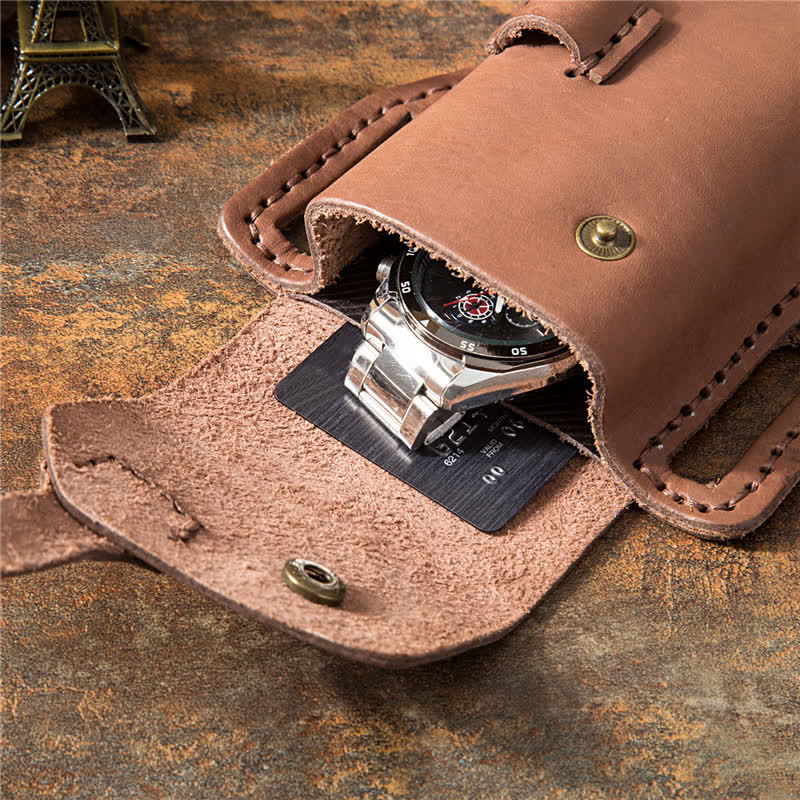 Star Miniature Cigarette Lighter Holder Leather Belt Bag - image 1