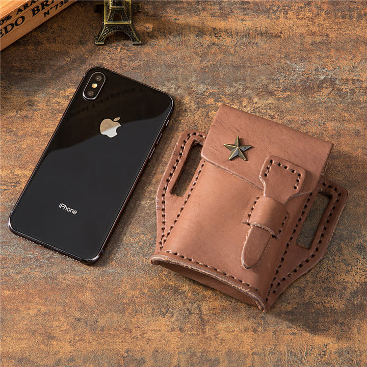 Star Miniature Cigarette Lighter Holder Leather Belt Bag - image 2