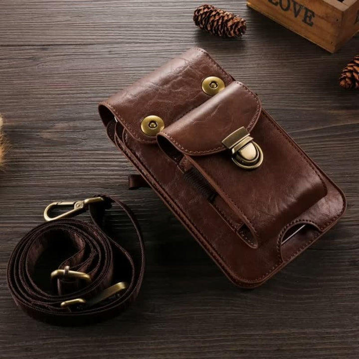 Phone Holster Crossbody Leather Belt Bag - Brown - image 15